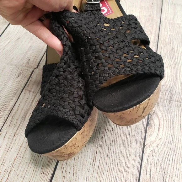 Edl Presents POP Tamassa Black Brown Wedge Sandals 7.5 - Picture 6 of 6